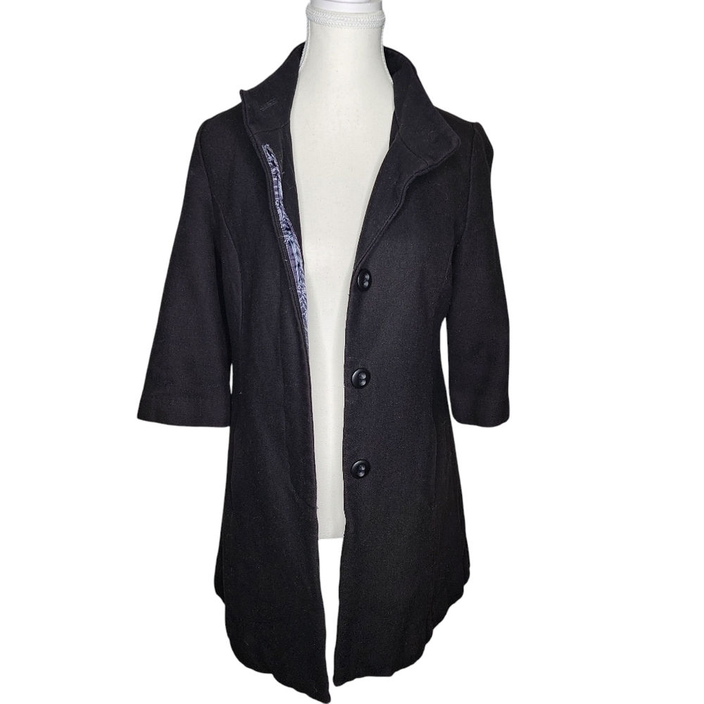 Tulle Black Pea Coat 3/4 Sleeve - Size XS - Picture 3 of 5